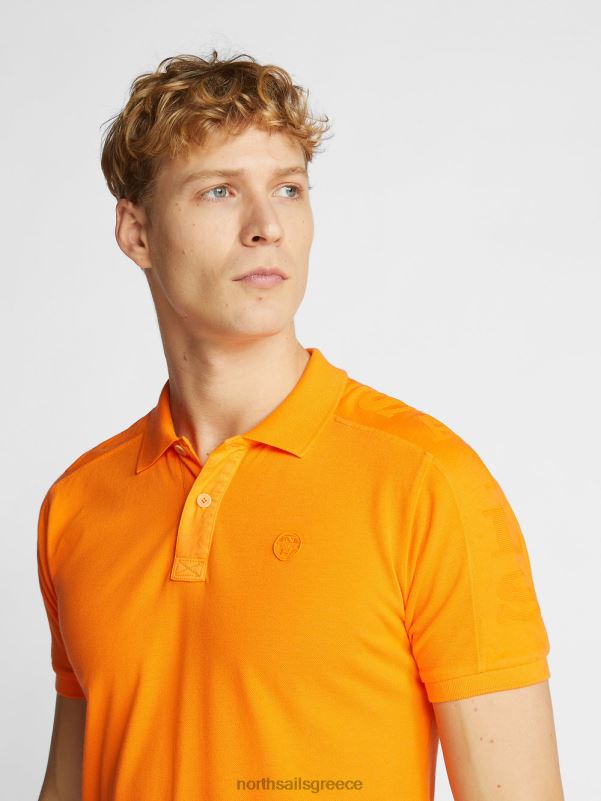 γρ North Sails άνδρες μπλουζάκι πόλο με πάνελ από ζέρσεϊ ζωντανό πορτοκαλί NZP81078 είδη ένδυσης