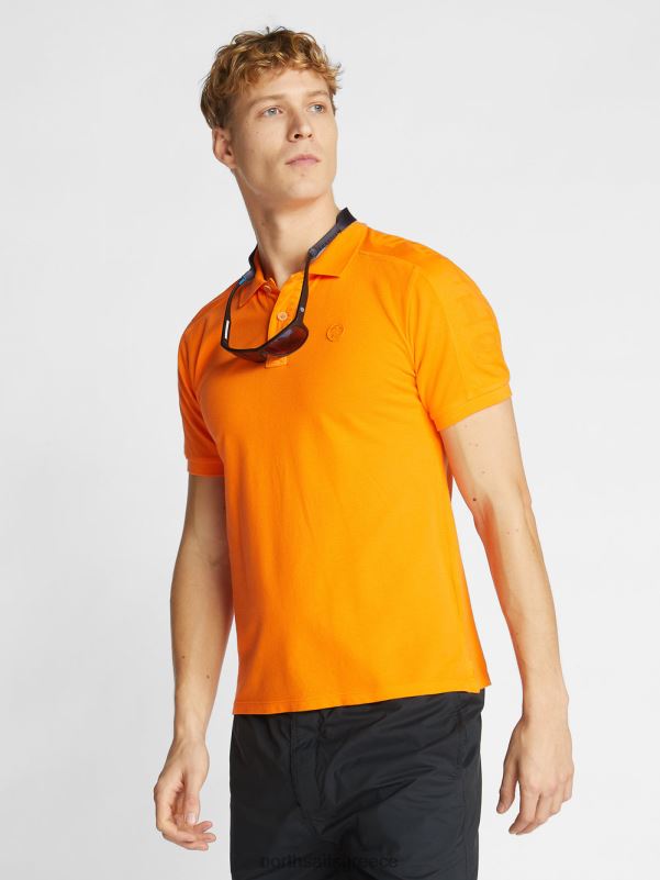 γρ North Sails άνδρες μπλουζάκι πόλο με πάνελ από ζέρσεϊ ζωντανό πορτοκαλί NZP81078 είδη ένδυσης