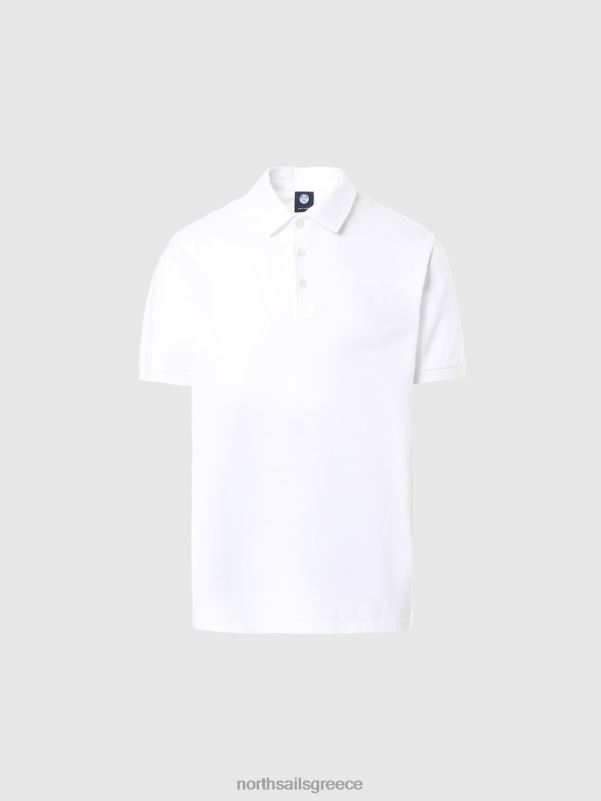 γρ North Sails άνδρες πουκάμισο πόλο από οργανικό βαμβάκι καινούργιο άσπρο NZP8109 είδη ένδυσης