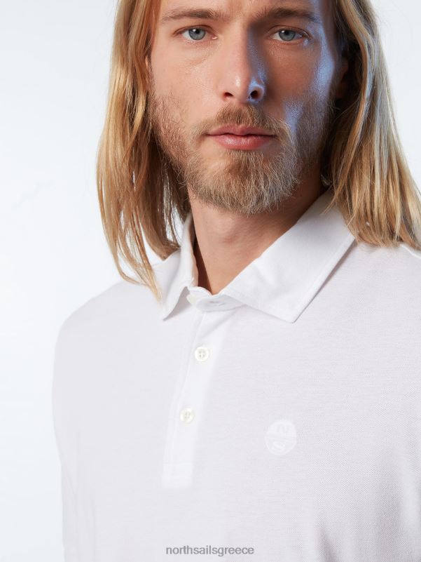 γρ North Sails άνδρες πουκάμισο πόλο από οργανικό βαμβάκι καινούργιο άσπρο NZP8109 είδη ένδυσης