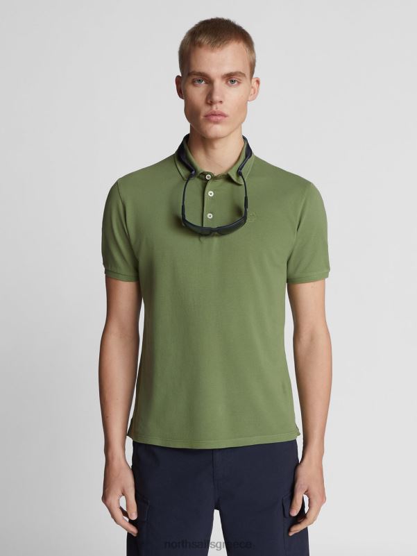 γρ North Sails άνδρες ελαφρύ πικέ πουκάμισο πόλο λαδί NZP81106 είδη ένδυσης