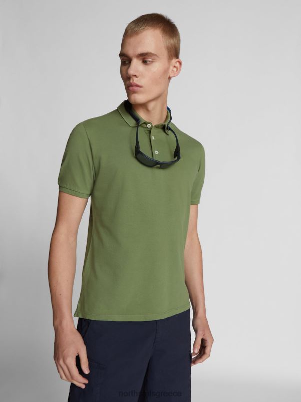 γρ North Sails άνδρες ελαφρύ πικέ πουκάμισο πόλο λαδί NZP81106 είδη ένδυσης