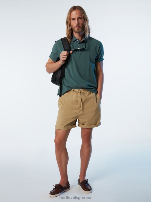 γρ North Sails άνδρες πουκάμισο πόλο από οργανικό βαμβάκι καινούργιο στρατιωτικό πράσινο NZP8111 είδη ένδυσης