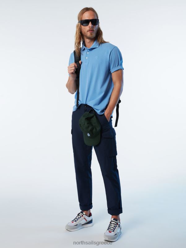 γρ North Sails άνδρες πουκάμισο πόλο από οργανικό βαμβάκι καινούργιο γαλάζιο του αραβοσίτου NZP8112 είδη ένδυσης