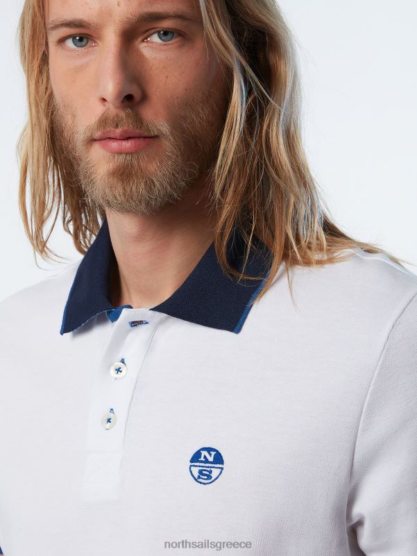 γρ North Sails άνδρες πουκάμισο πόλο από οργανικό βαμβάκι καινούργιο άσπρο NZP8114 είδη ένδυσης