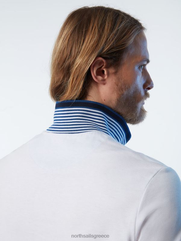 γρ North Sails άνδρες πουκάμισο πόλο από οργανικό βαμβάκι καινούργιο άσπρο NZP8114 είδη ένδυσης