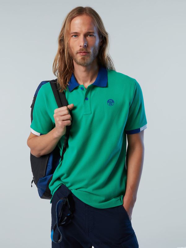 γρ North Sails άνδρες πουκάμισο πόλο από οργανικό βαμβάκι καινούργιο πράσινο κήπο NZP8115 είδη ένδυσης