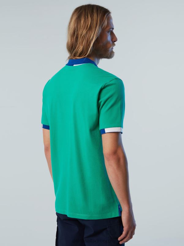 γρ North Sails άνδρες πουκάμισο πόλο από οργανικό βαμβάκι καινούργιο πράσινο κήπο NZP8115 είδη ένδυσης