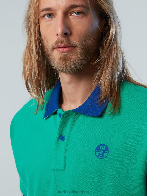 γρ North Sails άνδρες πουκάμισο πόλο από οργανικό βαμβάκι καινούργιο πράσινο κήπο NZP8115 είδη ένδυσης
