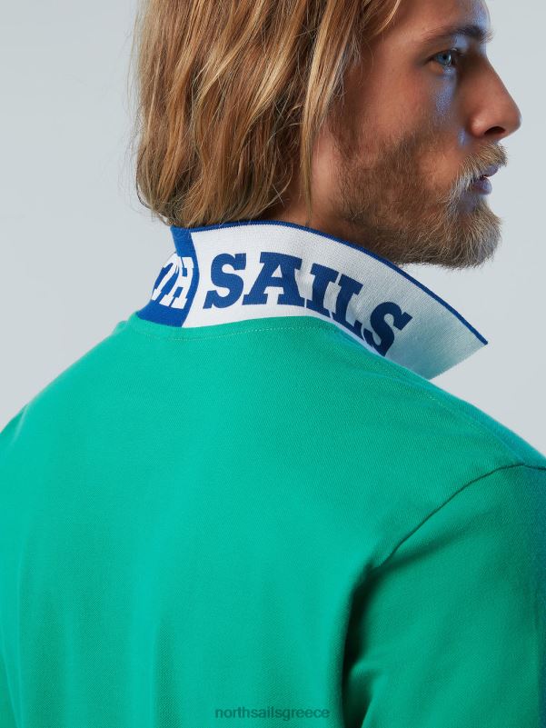 γρ North Sails άνδρες πουκάμισο πόλο από οργανικό βαμβάκι καινούργιο πράσινο κήπο NZP8115 είδη ένδυσης