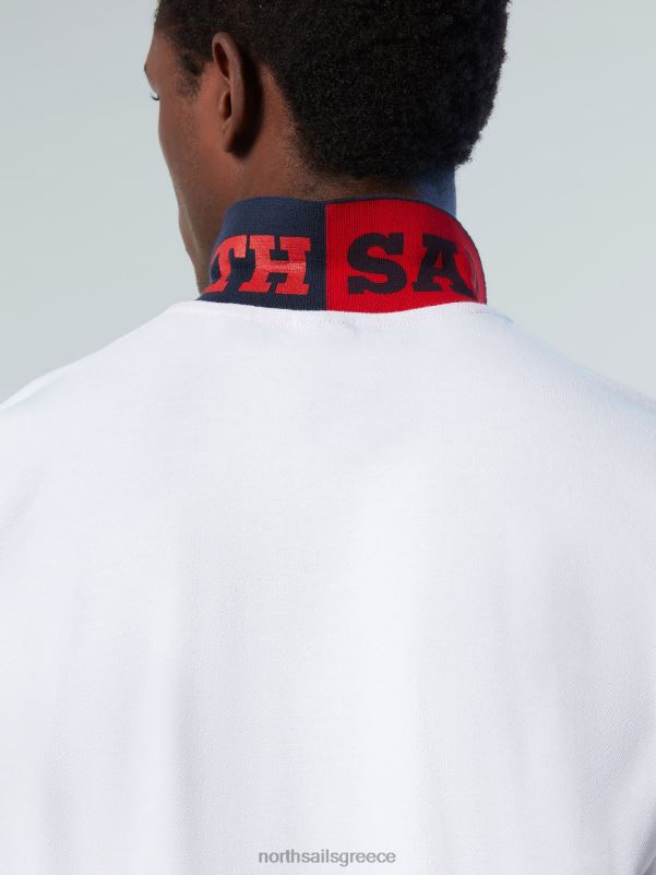 γρ North Sails άνδρες πουκάμισο πόλο από οργανικό βαμβάκι καινούργιο άσπρο NZP8116 είδη ένδυσης