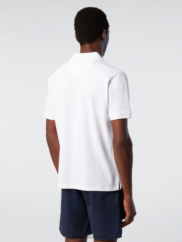 γρ North Sails άνδρες πουκάμισο πόλο από οργανικό βαμβάκι άσπρο NZP8122 είδη ένδυσης