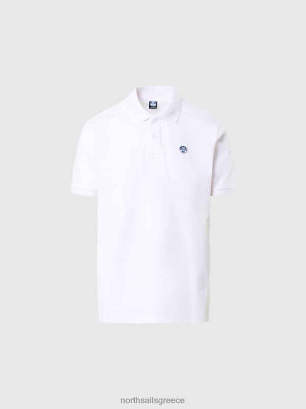 γρ North Sails άνδρες πουκάμισο πόλο από οργανικό βαμβάκι άσπρο NZP8122 είδη ένδυσης