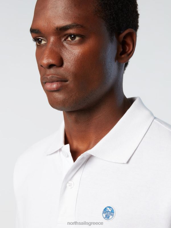 γρ North Sails άνδρες πουκάμισο πόλο από οργανικό βαμβάκι άσπρο NZP8122 είδη ένδυσης