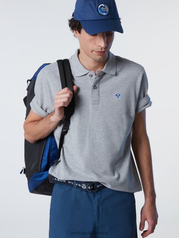 γρ North Sails άνδρες πουκάμισο πόλο από οργανικό βαμβάκι γκρι μελανζέ NZP8127 είδη ένδυσης