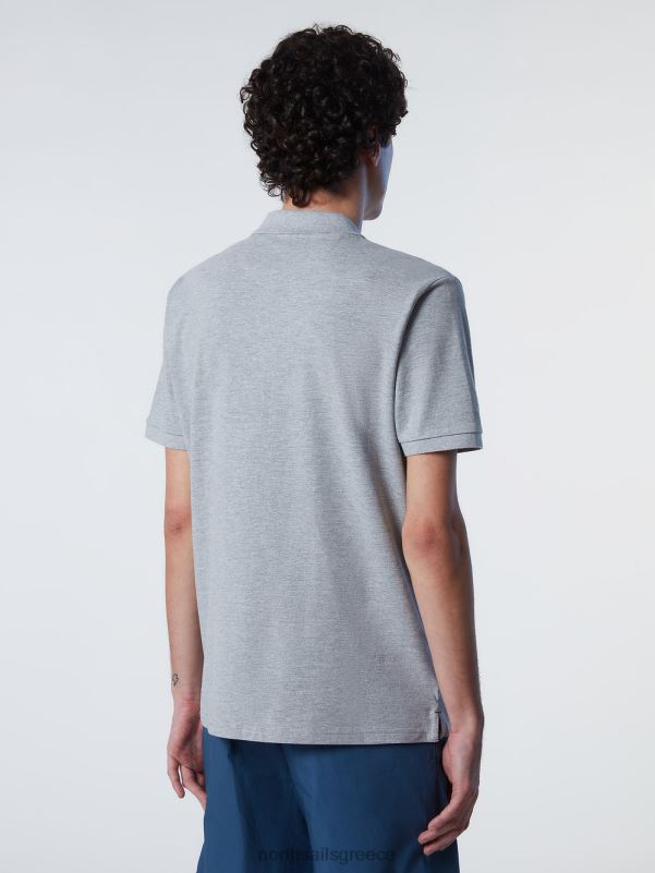 γρ North Sails άνδρες πουκάμισο πόλο από οργανικό βαμβάκι γκρι μελανζέ NZP8127 είδη ένδυσης