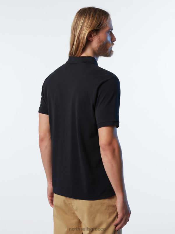 γρ North Sails άνδρες πουκάμισο πόλο από οργανικό βαμβάκι μαύρος NZP8128 είδη ένδυσης