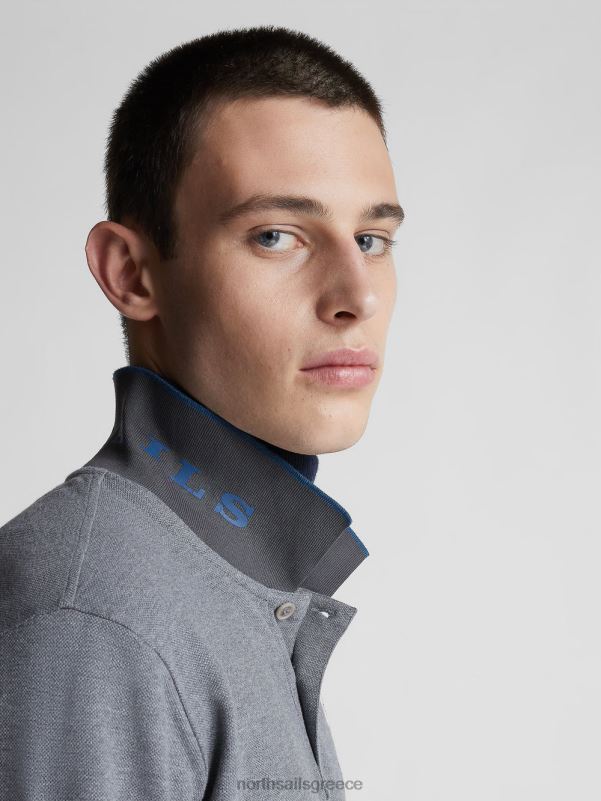 γρ North Sails άνδρες βιολογικό μπλουζάκι πόλο πικέ μεσαίο γκρι μελανζέ NZP81304 είδη ένδυσης