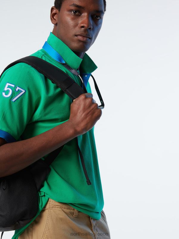 γρ North Sails άνδρες Πώληση πουκάμισο πόλο από οργανικό βαμβάκι πράσινο κήπο NZP87 είδη ένδυσης