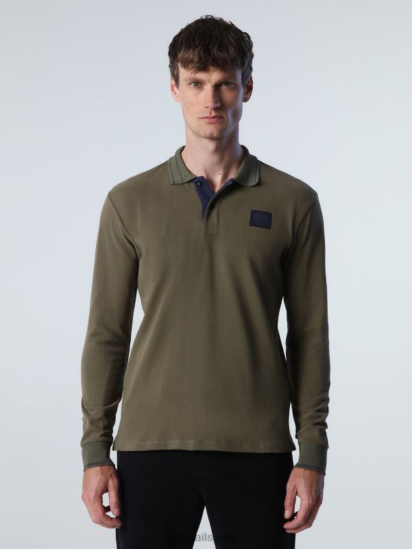 γρ North Sails άνδρες βαρύ μπλουζάκι πόλο ζέρσεϊ πράσινο κισσό NZP8819 είδη ένδυσης