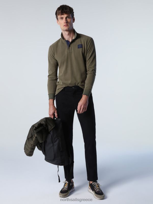 γρ North Sails άνδρες βαρύ μπλουζάκι πόλο ζέρσεϊ πράσινο κισσό NZP8819 είδη ένδυσης