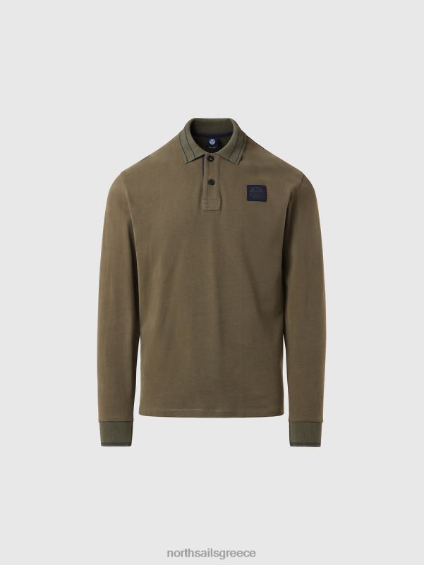 γρ North Sails άνδρες βαρύ μπλουζάκι πόλο ζέρσεϊ πράσινο κισσό NZP8819 είδη ένδυσης