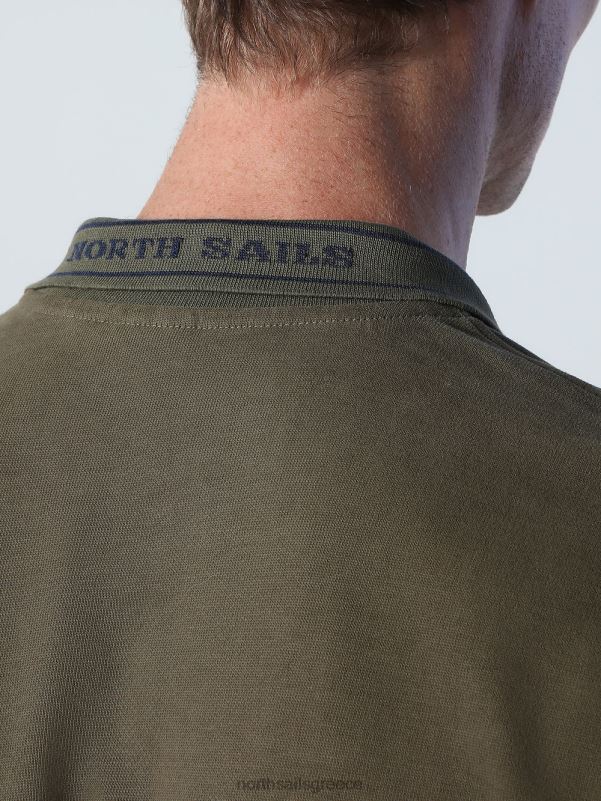 γρ North Sails άνδρες βαρύ μπλουζάκι πόλο ζέρσεϊ πράσινο κισσό NZP8819 είδη ένδυσης