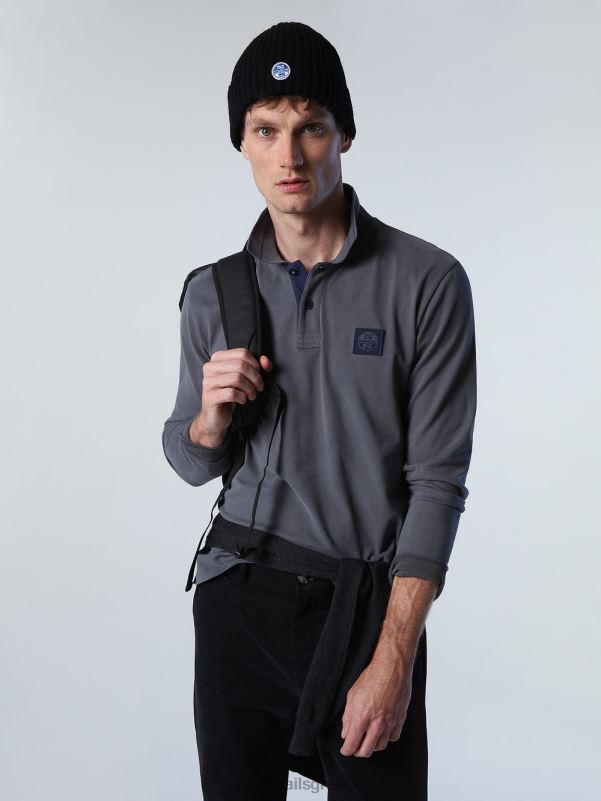 γρ North Sails άνδρες βαρύ μπλουζάκι πόλο ζέρσεϊ ασφάλτος NZP8821 είδη ένδυσης