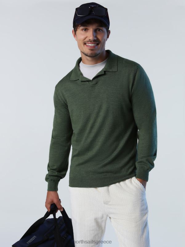 γρ North Sails άνδρες μπλουζάκι πόλο υδρόμαλλο μπρούτζινο πράσινο NZP8866 είδη ένδυσης