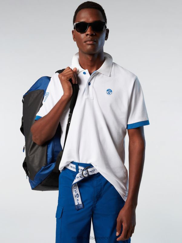 γρ North Sails άνδρες Πώληση πουκάμισο πόλο από οργανικό βαμβάκι άσπρο NZP88 είδη ένδυσης