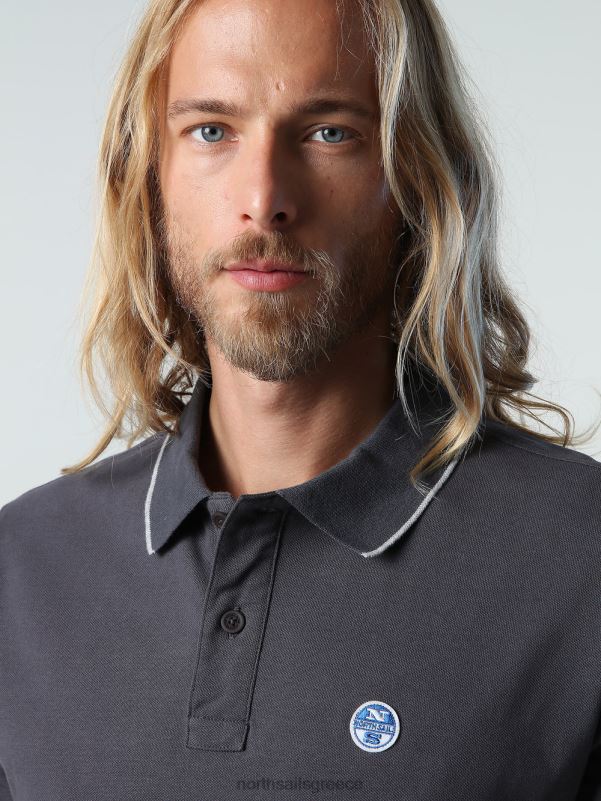 γρ North Sails άνδρες εμπριμέ μπλουζάκι πόλο ασφάλτος NZP8940 είδη ένδυσης