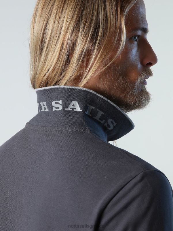 γρ North Sails άνδρες εμπριμέ μπλουζάκι πόλο ασφάλτος NZP8940 είδη ένδυσης