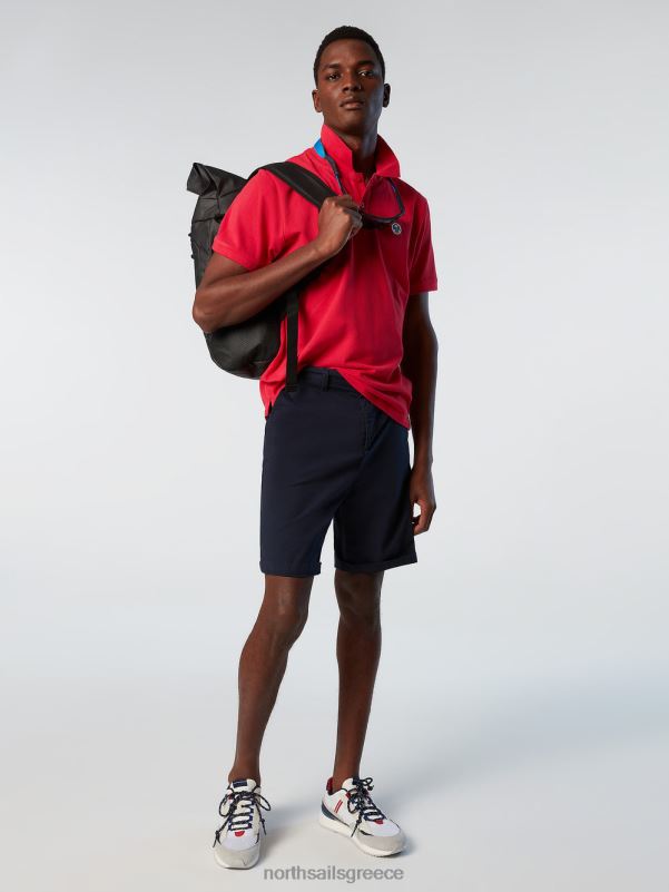 γρ North Sails άνδρες πουκάμισο πόλο από οργανικό βαμβάκι κόκκινο barberry NZP8123 είδη ένδυσης