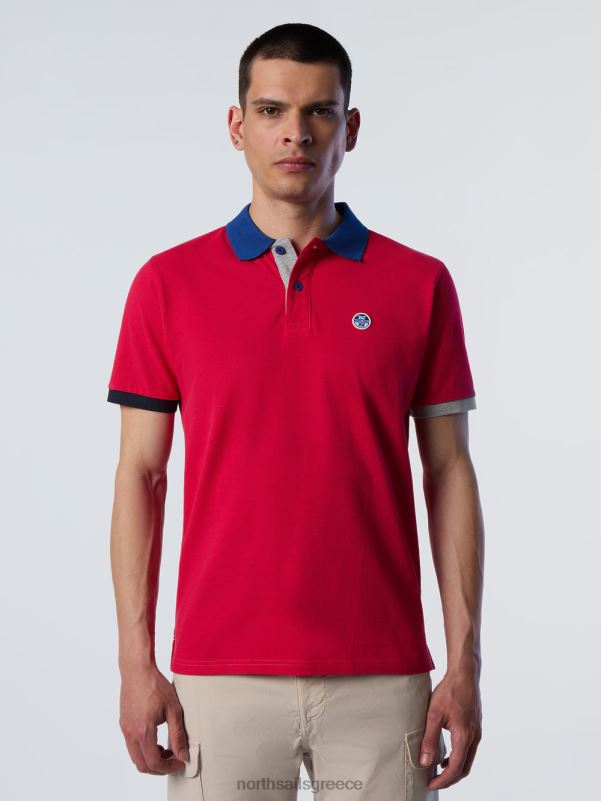 γρ North Sails άνδρες πουκάμισο πόλο από οργανικό βαμβάκι καινούργιο κόκκινο barberry NZP898 είδη ένδυσης