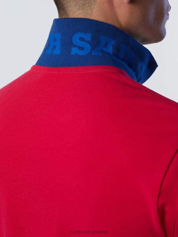 γρ North Sails άνδρες πουκάμισο πόλο από οργανικό βαμβάκι καινούργιο κόκκινο barberry NZP898 είδη ένδυσης