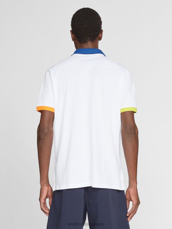 γρ North Sails άνδρες colour-block μπλουζάκι πόλο άσπρο NZP81142 είδη ένδυσης