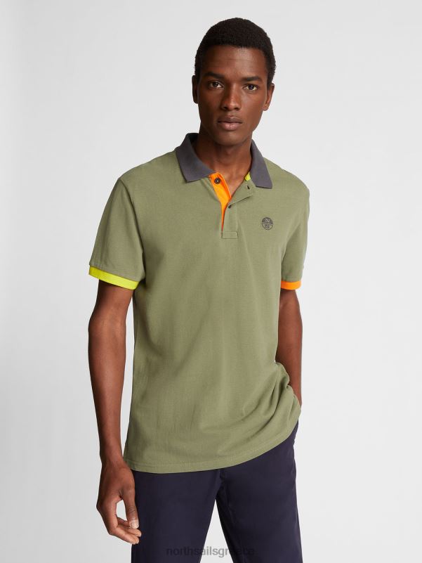 γρ North Sails άνδρες colour-block μπλουζάκι πόλο λαδί NZP81144 είδη ένδυσης