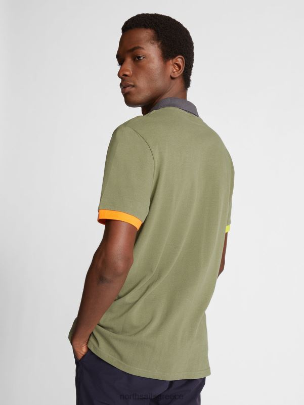 γρ North Sails άνδρες colour-block μπλουζάκι πόλο λαδί NZP81144 είδη ένδυσης