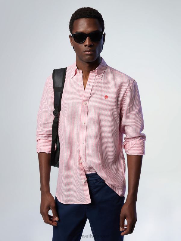 γρ North Sails άνδρες ριγέ λινό πουκάμισο σύνθετο 2 NZP8230 είδη ένδυσης