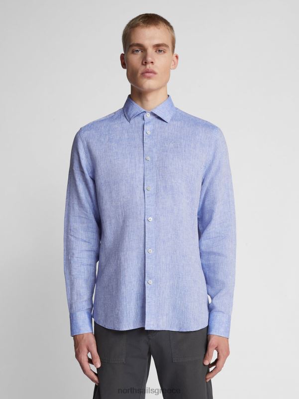 γρ North Sails άνδρες λινό πουκάμισο γαλάζιο NZP81180 είδη ένδυσης