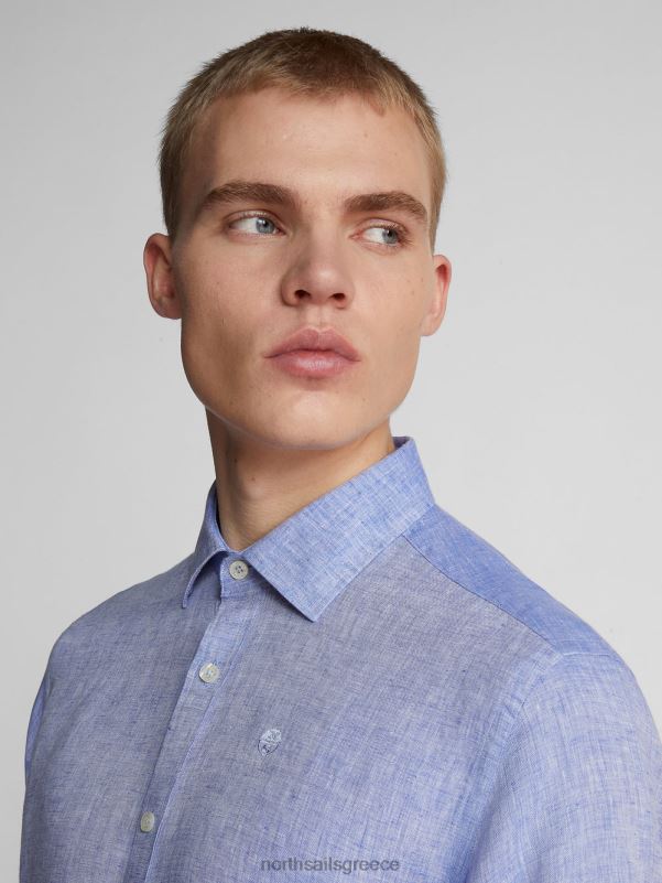γρ North Sails άνδρες λινό πουκάμισο γαλάζιο NZP81180 είδη ένδυσης