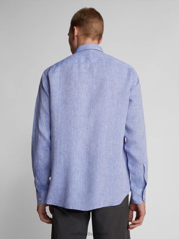 γρ North Sails άνδρες λινό πουκάμισο γαλάζιο NZP81180 είδη ένδυσης