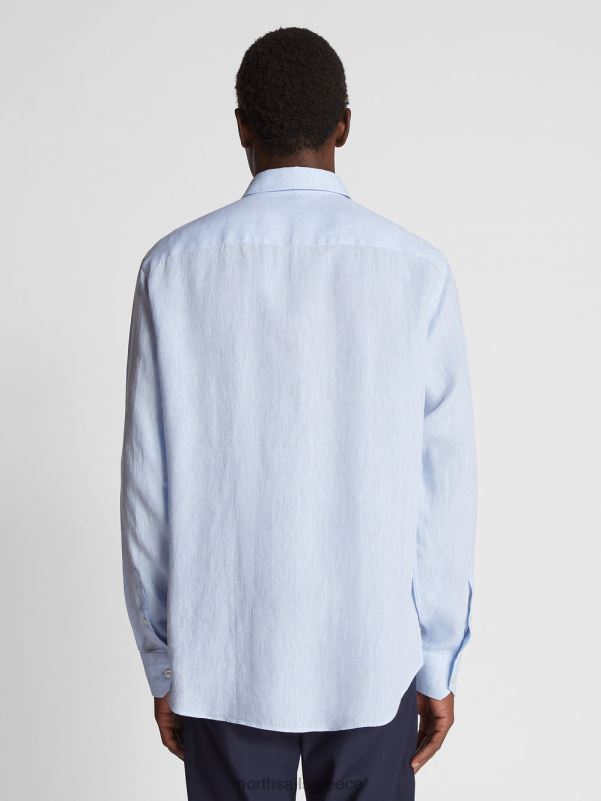 γρ North Sails άνδρες λινό πουκάμισο δροσερό μπλε NZP81181 είδη ένδυσης