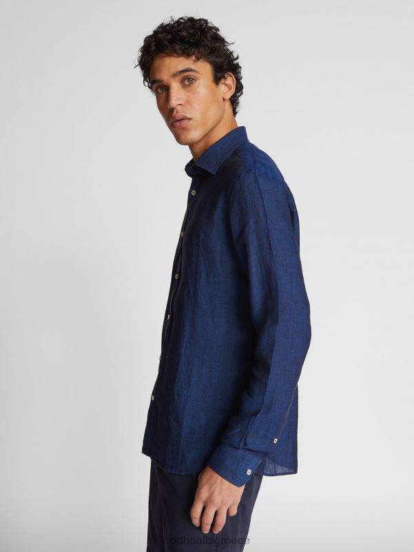 γρ North Sails άνδρες λινό πουκάμισο ναυτικό μπλε NZP81182 είδη ένδυσης