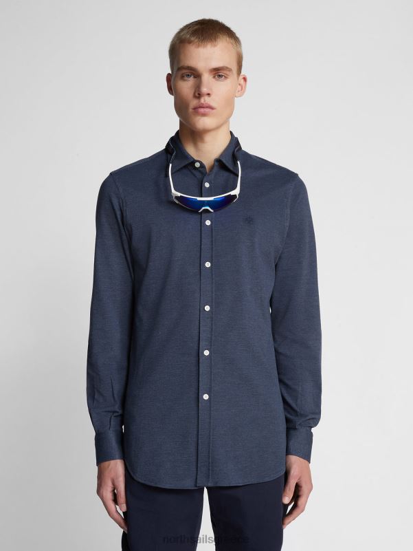 γρ North Sails άνδρες πουκάμισο πικέ ναυτικό μπλε NZP81186 είδη ένδυσης