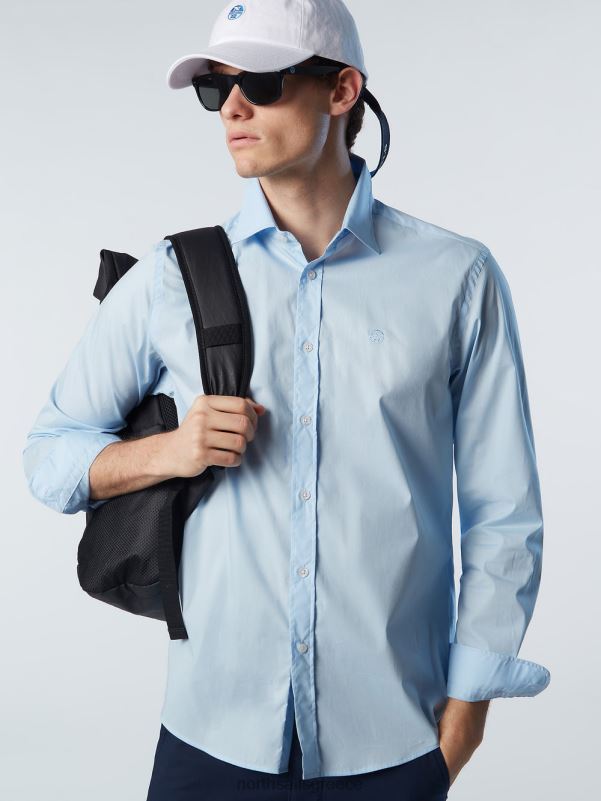 γρ North Sails άνδρες πουκάμισο από ποπλίνα γαλάζιο NZP8203 είδη ένδυσης