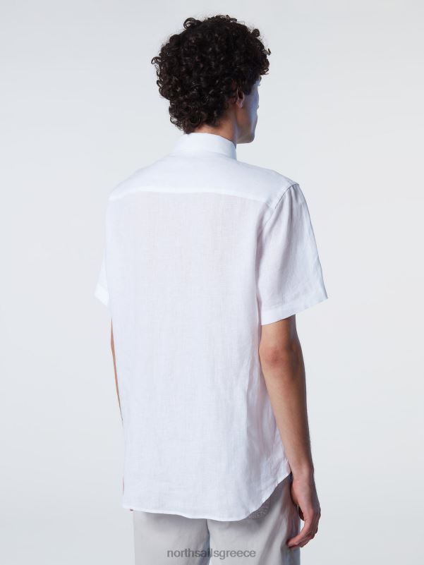 γρ North Sails άνδρες κοντομάνικο λινό πουκάμισο άσπρο NZP8213 είδη ένδυσης