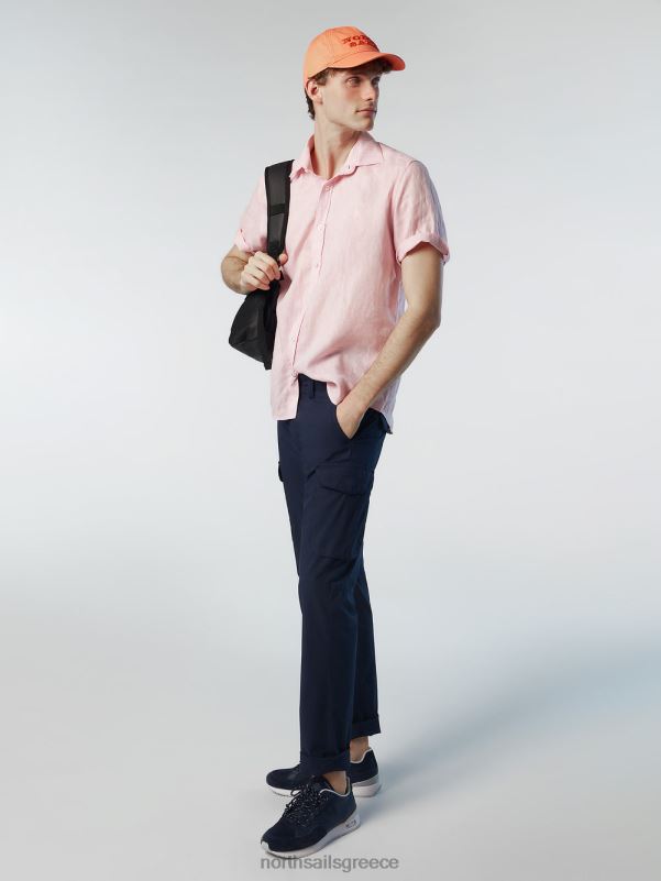 γρ North Sails άνδρες κοντομάνικο λινό πουκάμισο τριαντάφυλλο τσαγιού NZP8214 είδη ένδυσης