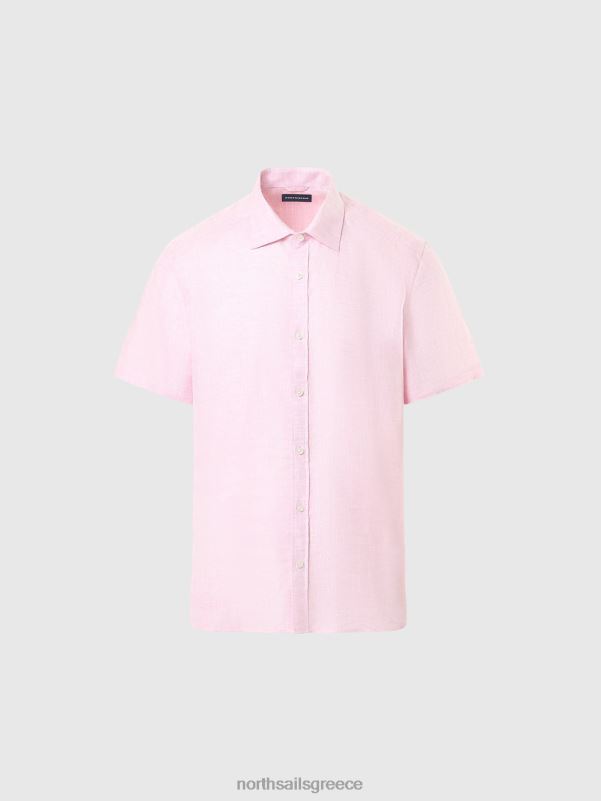 γρ North Sails άνδρες κοντομάνικο λινό πουκάμισο τριαντάφυλλο τσαγιού NZP8214 είδη ένδυσης