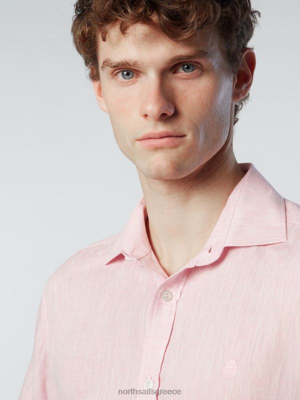 γρ North Sails άνδρες κοντομάνικο λινό πουκάμισο τριαντάφυλλο τσαγιού NZP8214 είδη ένδυσης